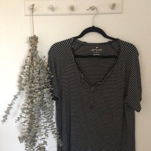 Black and White Stripe AE Soft and Sexy Raglan Tee